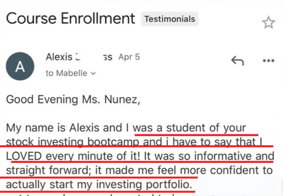 Alexis, Bootcamp student: the course made her confident enough to start her portfolio